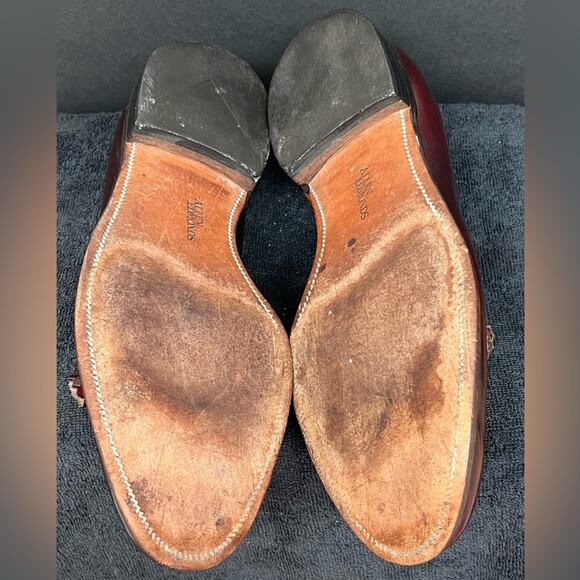 Allen Edmonds Saratoga Tassel Loafers Slip On Shoes Men SZ 11 C Burgundy Leather - Picture 8 of 10